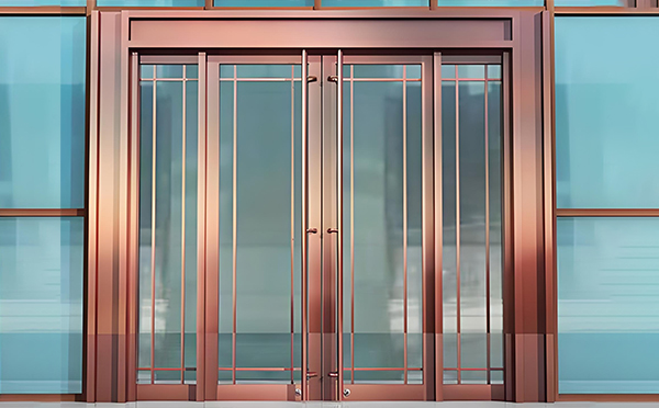 白银玻璃地弹门